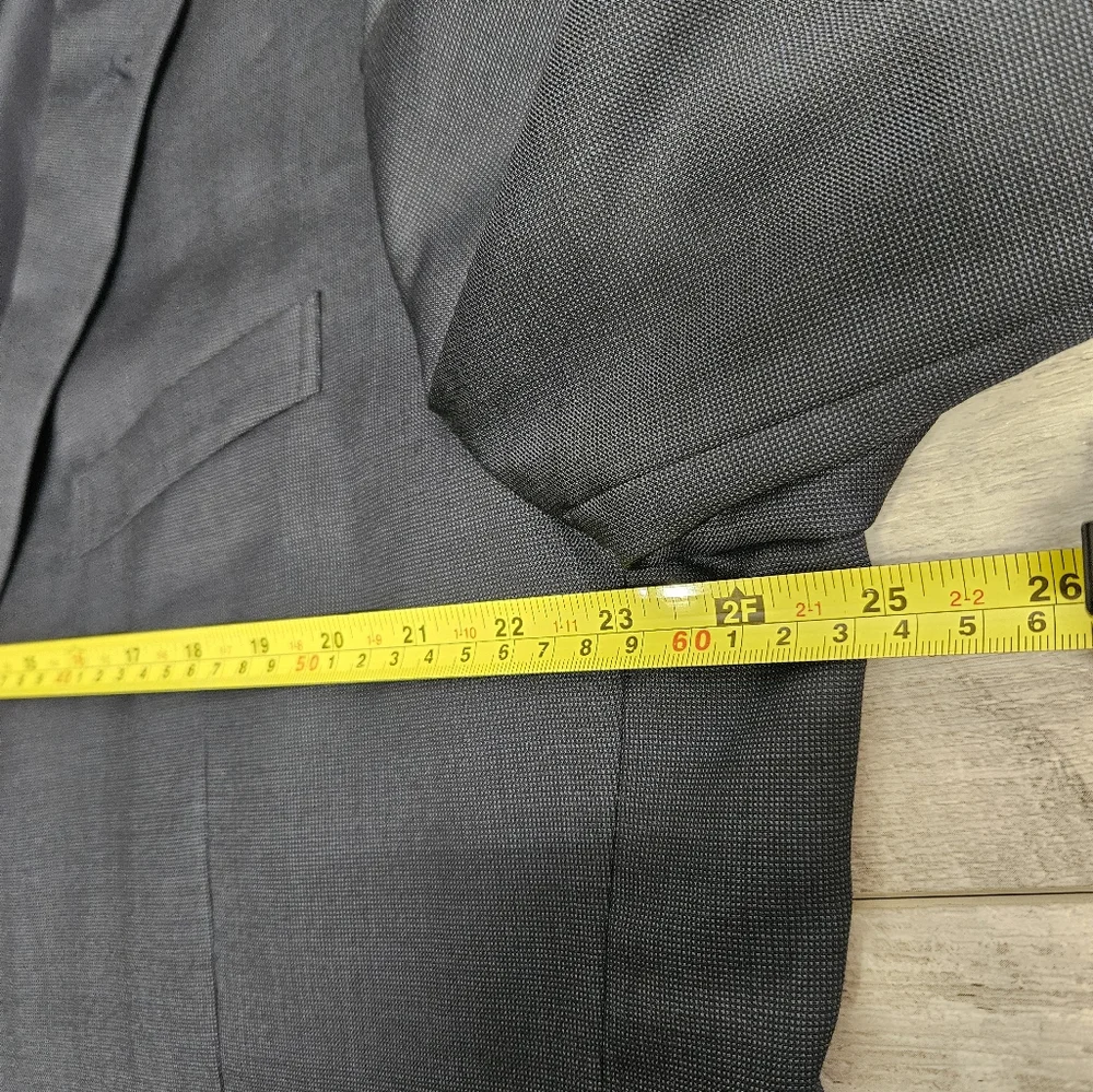 John W. Nordstrom Wool Blazer Mens Woven Two Front Buttons 48R Navy Herringbone
